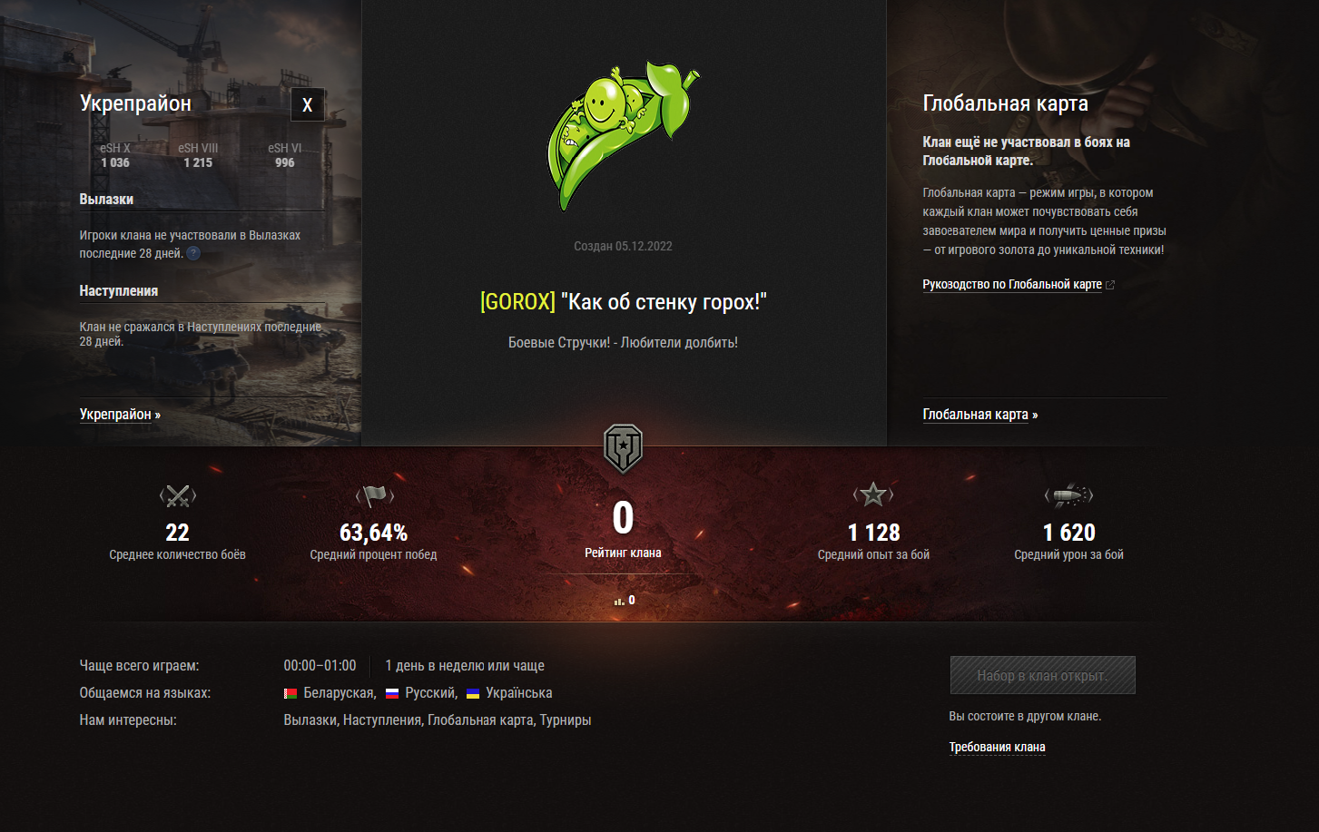 продажа предметов, вещей Продаю КЛАН [GOROX] !!!! ДАРОМ) УКРЕП 10 - Кланы в Мир Танков, WoT(Lesta, WG)